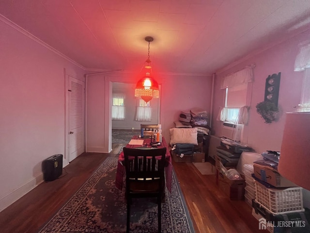 349 David St, South Amboy, NJ 08879 - dining space with wood finished floors, ornamental molding, and cooling unit
