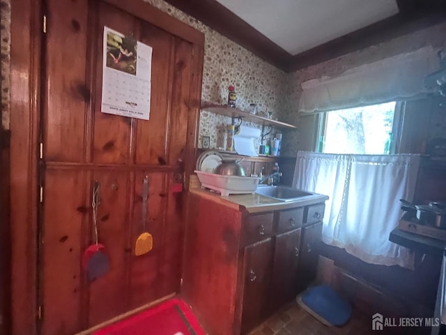 349 David St, South Amboy, NJ 08879 - bathroom with a sink and wallpapered walls