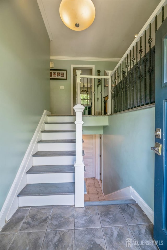350 Church Ln, North Brunswick, NJ 08902 - stairs with ornamental molding and baseboards