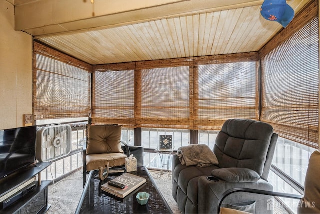 interior space with wood ceiling