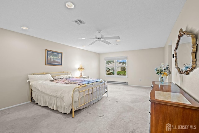 620 Deal Rd Unit 620A, Monroe, NJ 08831 - bedroom with baseboard heating, light carpet, baseboards, recessed lighting, and a ceiling fan