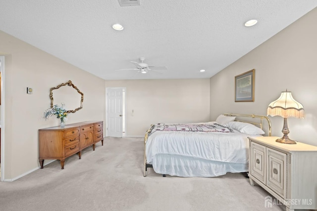 620 Deal Rd Unit 620A, Monroe, NJ 08831 - bedroom featuring light colored carpet, baseboards, recessed lighting, a textured ceiling, and a ceiling fan