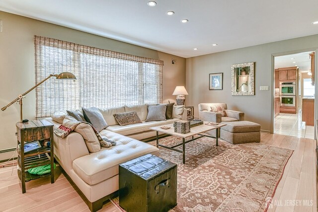 living room with wood-type flooring