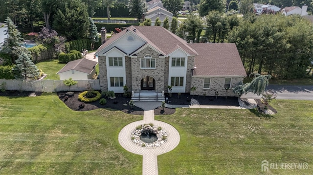 1 Wilfred Rd, Manalapan, NJ 07726 - view of front of property featuring a chimney