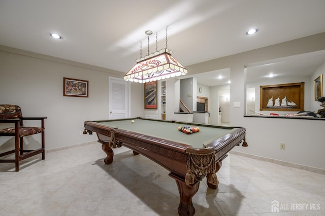 1 Wilfred Rd, Manalapan, NJ 07726 - game room with light tile patterned floors, recessed lighting, and pool table