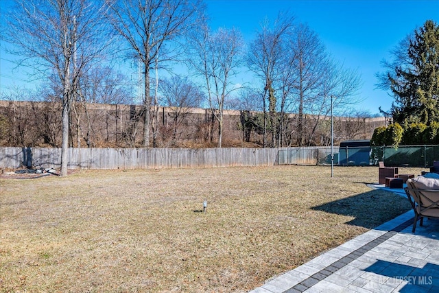 view of yard featuring a fenced backyard