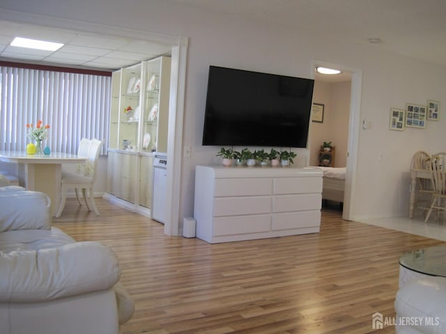 living area featuring light wood-type flooring