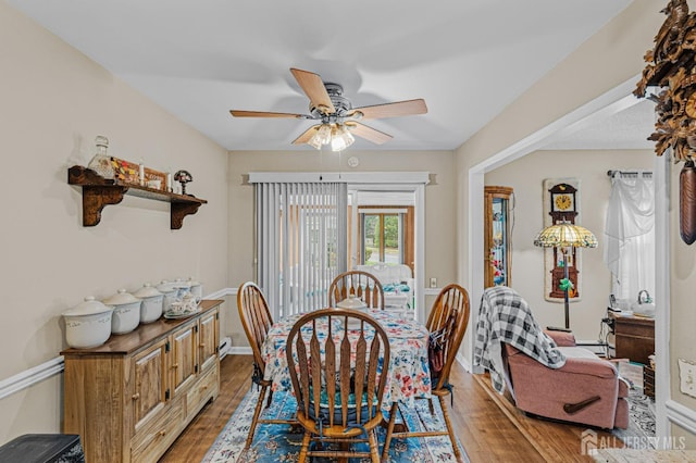 309 Sharon Way Unit A, Monroe, NJ 08831 - dining area featuring wood finished floors, baseboards, and ceiling fan