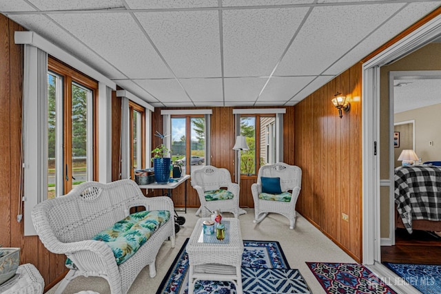 309 Sharon Way Unit A, Monroe, NJ 08831 - interior space featuring wooden walls and a drop ceiling