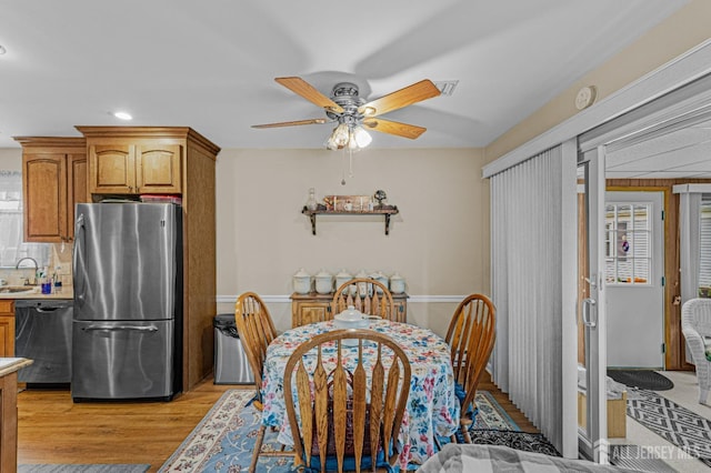 309 Sharon Way Unit A, Monroe, NJ 08831 - dining space featuring recessed lighting, light wood finished floors, and ceiling fan