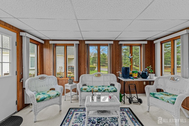 309 Sharon Way Unit A, Monroe, NJ 08831 - sunroom with carpet floors, a paneled ceiling, and french doors
