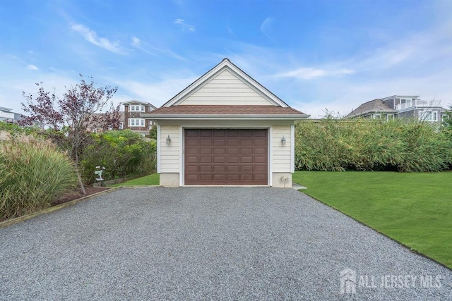 view of detached garage