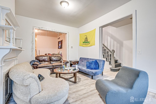 living room featuring light hardwood / wood-style floors