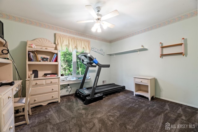 17 Theodore Dr, East Brunswick, NJ 08816 - workout area with carpet and a ceiling fan