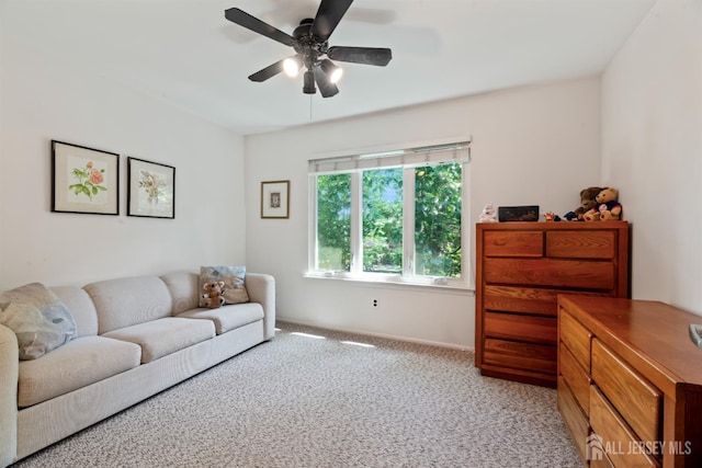 17 Theodore Dr, East Brunswick, NJ 08816 - living area featuring light carpet and a ceiling fan
