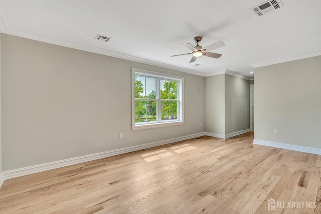737 Wingate Dr, Bridgewater, NJ 08807 - spare room featuring crown molding, light wood-style floors, and a ceiling fan