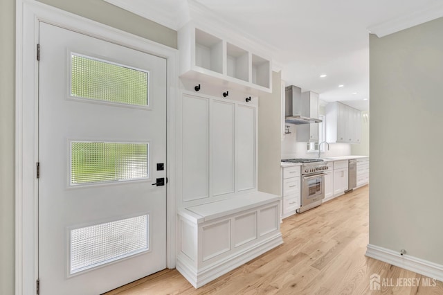737 Wingate Dr, Bridgewater, NJ 08807 - mudroom featuring light wood-style flooring and recessed lighting