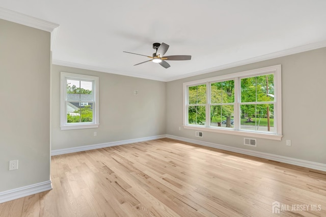737 Wingate Dr, Bridgewater, NJ 08807 - unfurnished room featuring ornamental molding, a ceiling fan, and light wood finished floors