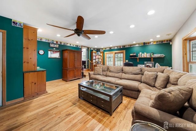 545 Myrtle Ave, Woodbridge Proper, NJ 07095 - living area with recessed lighting, light wood-style floors, and ceiling fan