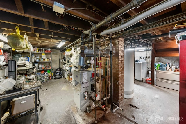 545 Myrtle Ave, Woodbridge Proper, NJ 07095 - unfinished basement with washer / clothes dryer and a heating unit