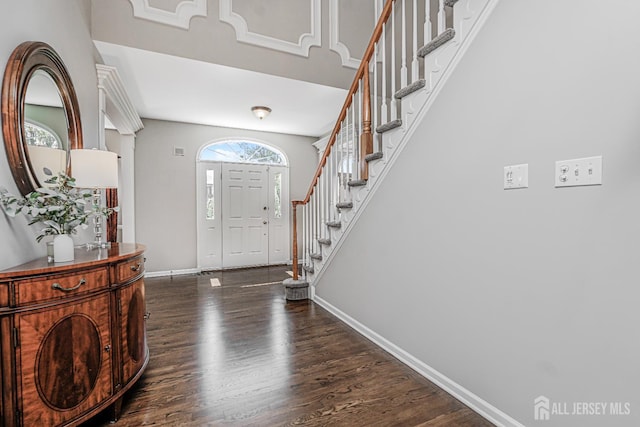 5 Bridle Ct, Monroe, NJ 08831 - entryway featuring dark wood-style flooring, stairway, and a high ceiling