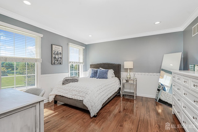 5 Bridle Ct, Monroe, NJ 08831 - bedroom featuring ornamental molding, dark wood-style flooring, and recessed lighting