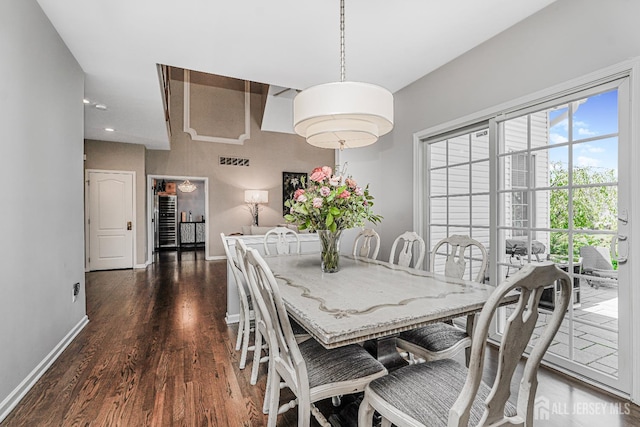 5 Bridle Ct, Monroe, NJ 08831 - dining space with dark wood-type flooring, baseboards, and recessed lighting