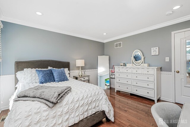 5 Bridle Ct, Monroe, NJ 08831 - bedroom with ornamental molding, dark wood-type flooring, and recessed lighting