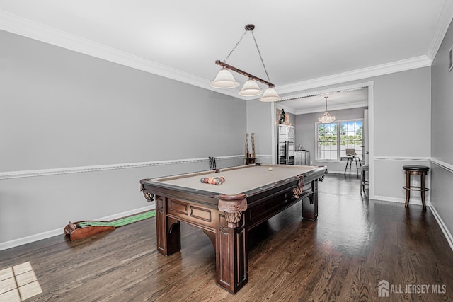 5 Bridle Ct, Monroe, NJ 08831 - rec room featuring billiards table, wood finished floors, baseboards, and crown molding