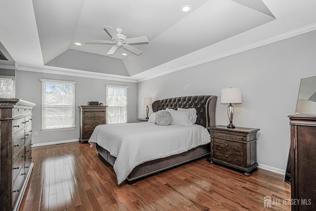 5 Bridle Ct, Monroe, NJ 08831 - bedroom featuring a tray ceiling, ornamental molding, dark wood finished floors, baseboards, and recessed lighting