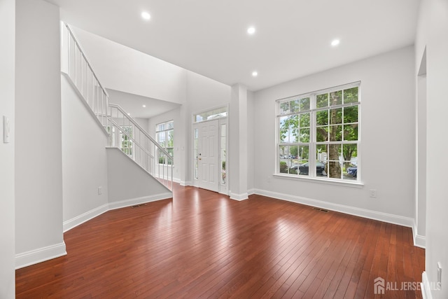 19 Grossweiler Ln, Parlin, NJ 08859 - foyer with hardwood / wood-style floors, baseboards, stairway, and recessed lighting