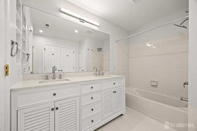 19 Grossweiler Ln, Parlin, NJ 08859 - bathroom with  shower combination, double vanity, and recessed lighting