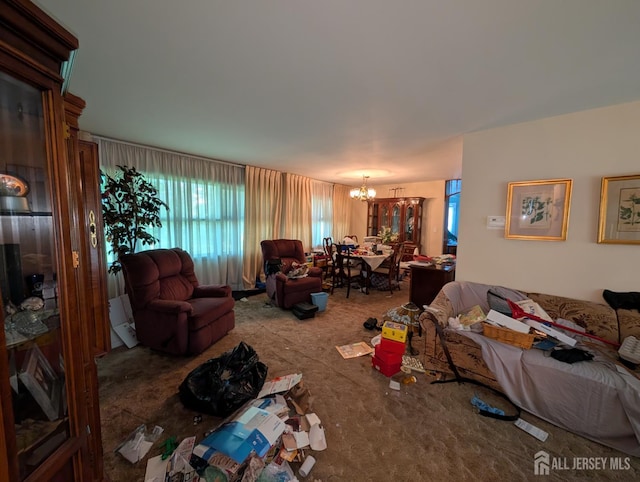 28 Tanglewood Ln, East Brunswick, NJ 08816 - living room featuring a chandelier and carpet floors