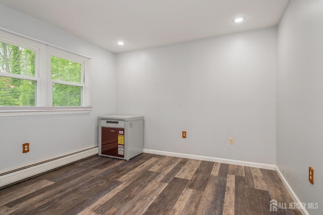 27 Briarwood Dr, Old Bridge, NJ 07747 - spare room featuring a baseboard heating unit, dark wood finished floors, recessed lighting, and baseboards