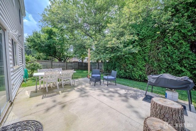 23 Boxwood Cir, Edison, NJ 08820 - fenced backyard with outdoor dining area, a patio area, and area for grilling