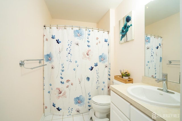 908 Blossom Cir S, Brunswick, NJ 08810 - bathroom with vanity, tile patterned floors, and curtained shower