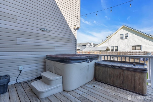 318 Bayview Ave, Union Beach, NJ 07735 - wooden terrace featuring a hot tub and fence