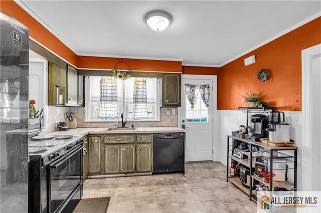 20 Cedar Ave, North Brunswick, NJ 08902 - kitchen with dishwasher, range with electric stovetop, a sink, light countertops, and tasteful backsplash