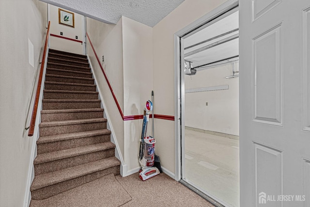 553-N Tilton Way, Monroe, NJ 08831 - stairway featuring carpet floors, baseboards, and a textured ceiling