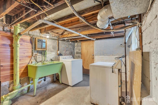 basement with sink