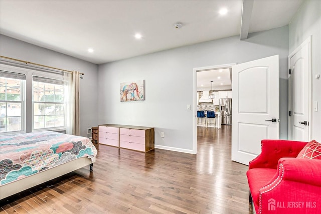18 Rosewood Rd, Edison, NJ 08817 - bedroom featuring wood finished floors, stainless steel fridge with ice dispenser, and recessed lighting
