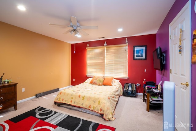 bedroom with carpet and ceiling fan