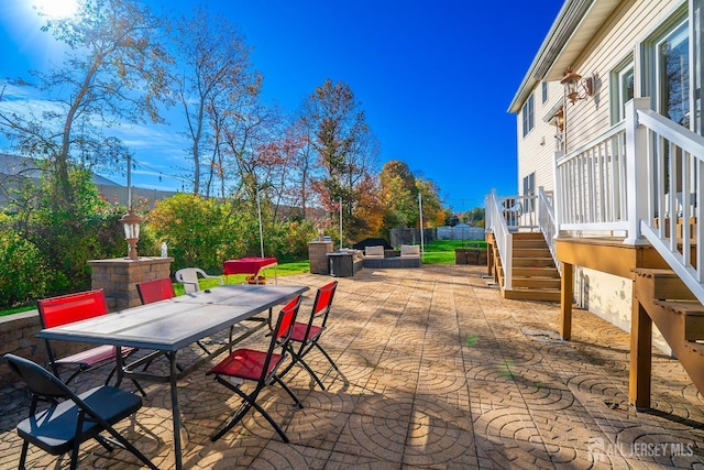 10 Eddie Ct, South Brunswick, NJ 08810 - view of patio / terrace featuring outdoor dining space and stairway