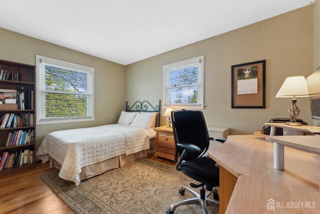 341 Ellis Pkwy, Piscataway, NJ 08854 - bedroom with multiple windows, wood finished floors, and an office area