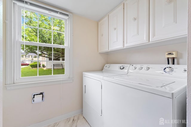 104 Glenwood Ln Unit A, Monroe, NJ 08831 - laundry area with cabinet space, independent washer and dryer, baseboards, and light marble finish flooring