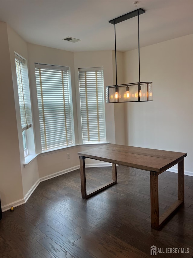 1425 Hudson Cir, Highland Park, NJ 08904 - unfurnished dining area featuring baseboards, plenty of natural light, and dark wood-type flooring