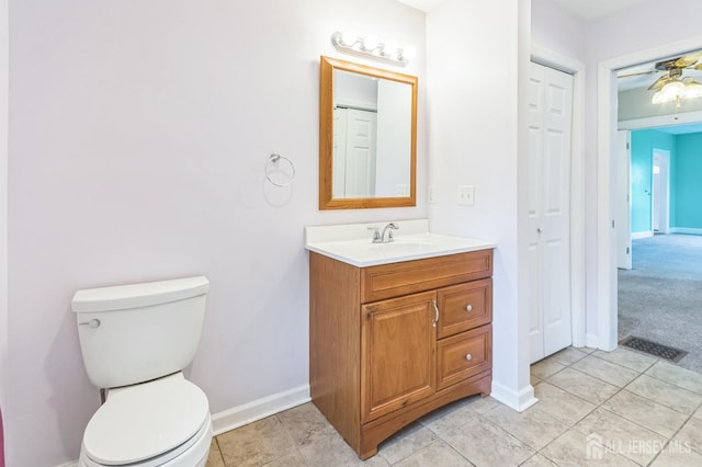 55 Leland Ave, Plainfield, NJ 07062 - bathroom featuring vanity, tile patterned flooring, ceiling fan, and a closet