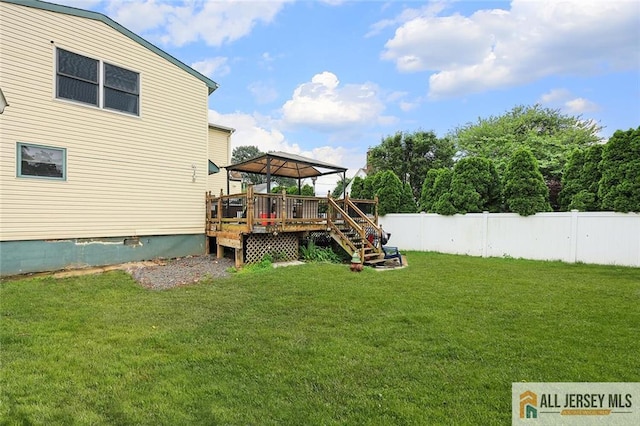 53 Second St, Edison, NJ 08837 - view of yard with a gazebo, a wooden deck, and stairs