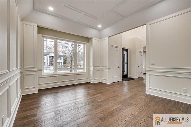 unfurnished room featuring dark wood-type flooring