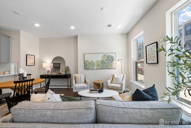 1305 Parker Blvd, West Windsor, NJ 08550 - living room with wood finished floors, recessed lighting, and baseboards